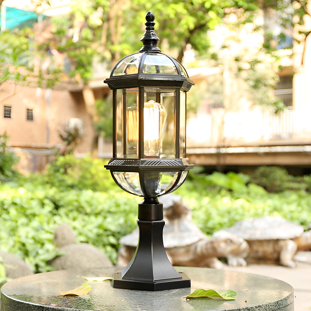 Modern Black Outdoor Fence Post Light Waterproof Aluminum Pillar Lantern Fixture