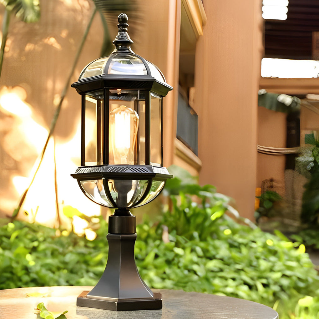 Modern Black Outdoor Fence Post Light Waterproof Aluminum Pillar Lantern Fixture
