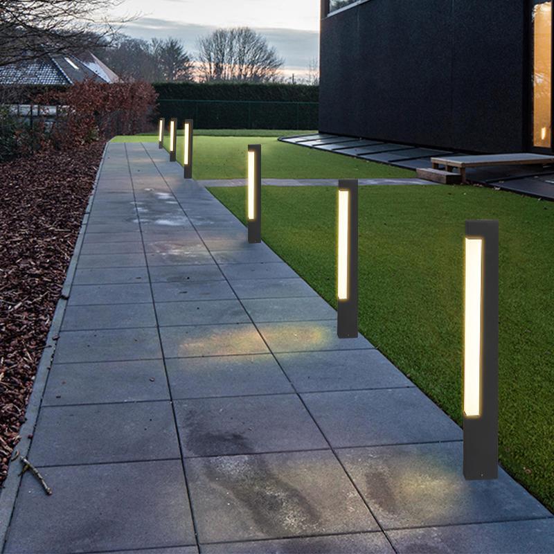 Modern Black Outdoor LED Garden Path Light Waterproof Aluminum Landscape Pillar
