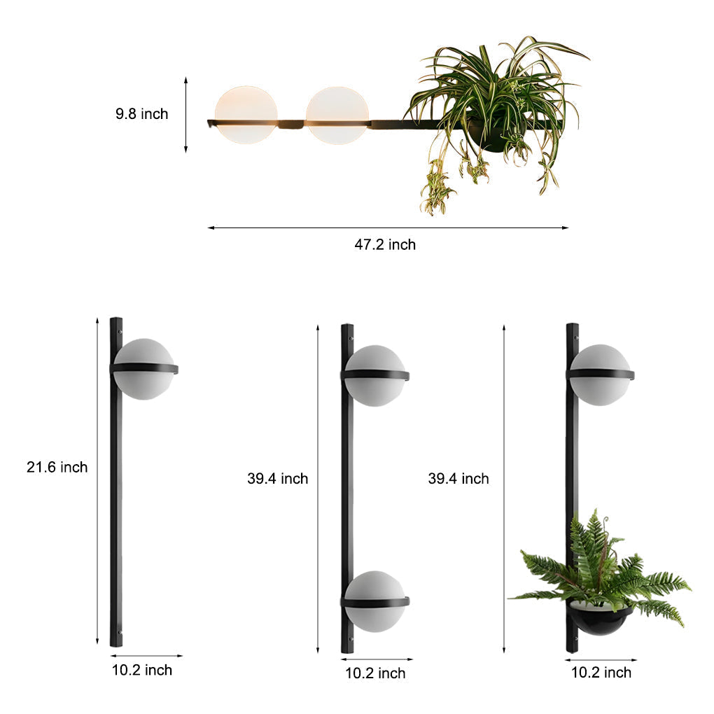 Modern Black Outdoor LED Sconce with Creative Flowerpot Waterproof Garden Wall Light Fixture
