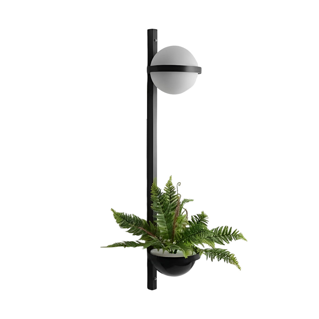 Modern Black Outdoor LED Sconce with Creative Flowerpot Waterproof Garden Wall Light Fixture
