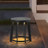Modern Black Outdoor LED Solar Stool Light Waterproof Garden Side Table Lamp