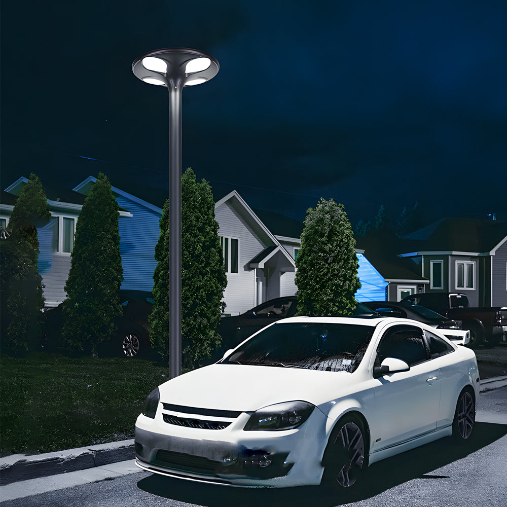 Modern Black Outdoor LED Solar Street Light Waterproof Aluminum Lamp Post for Residential Paths and Gardens