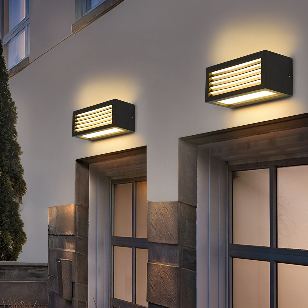 Modern Black Outdoor LED Wall Sconce 12W Waterproof Rectangle Exterior Porch Light