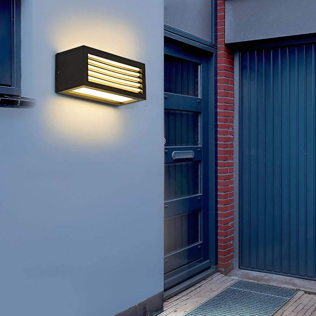 Modern Black Outdoor LED Wall Sconce 12W Waterproof Rectangle Exterior Porch Light