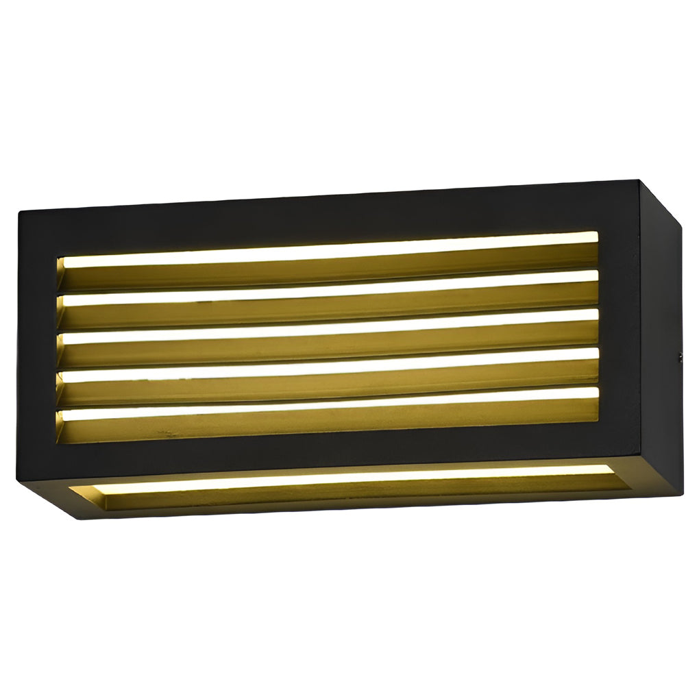 Modern Black Outdoor LED Wall Sconce 12W Waterproof Rectangle Exterior Porch Light