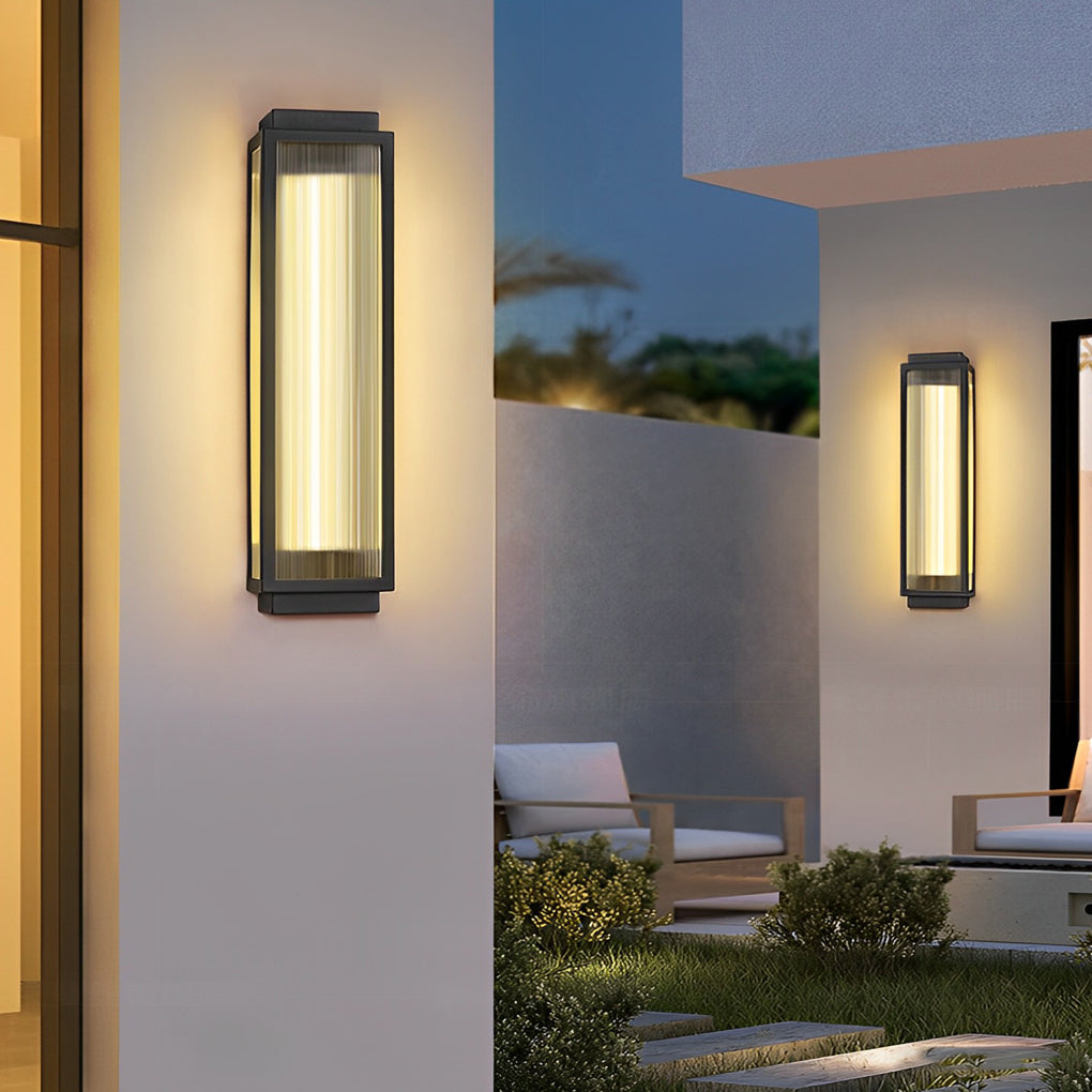 Modern Black Outdoor LED Wall Sconce Waterproof Rectangular Strip Light for Porch and Garden
