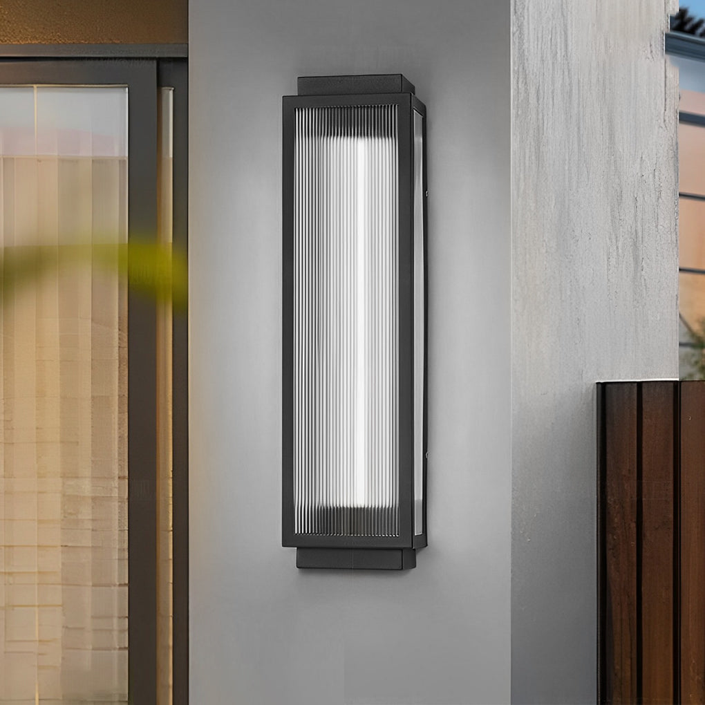 Modern Black Outdoor LED Wall Sconce Waterproof Rectangular Strip Light for Porch and Garden