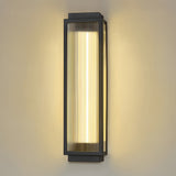 Modern Black Outdoor LED Wall Sconce Waterproof Rectangular Strip Light for Porch and Garden