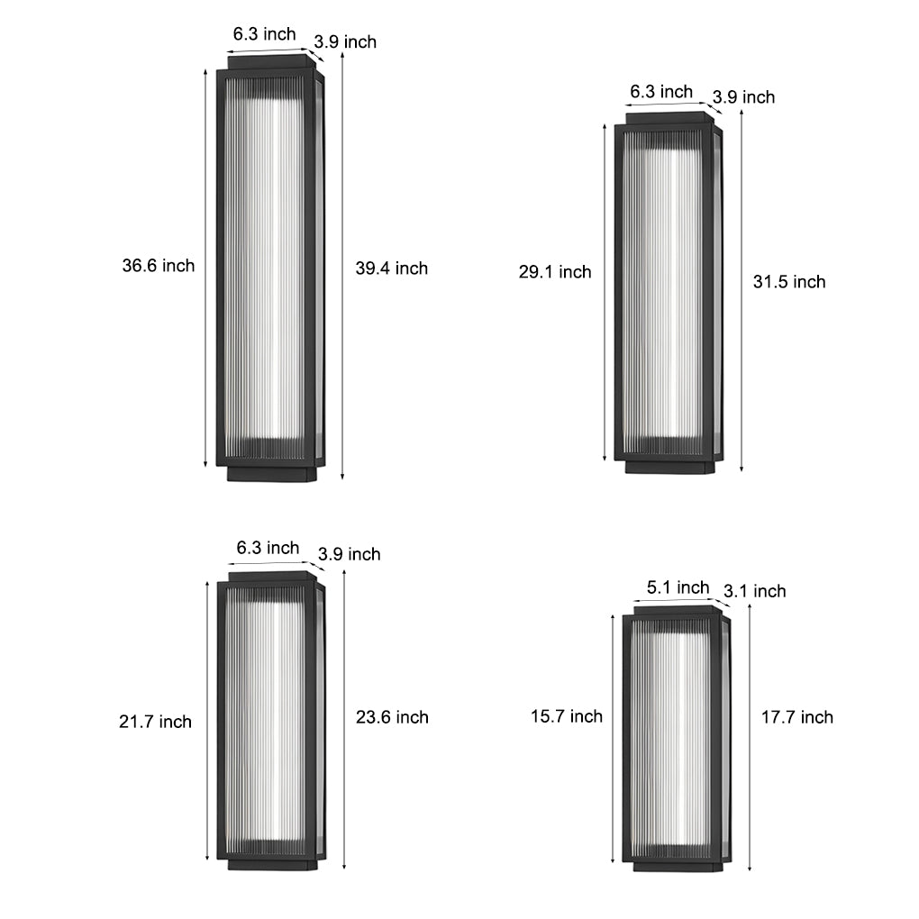 Modern Black Outdoor LED Wall Sconce Waterproof Rectangular Strip Light for Porch and Garden