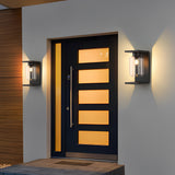 Modern Black Outdoor LED Wall Sconce Waterproof Solar Powered Glass Light with Remote