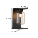 Modern Black Outdoor LED Wall Sconce Waterproof Solar Powered Glass Light with Remote
