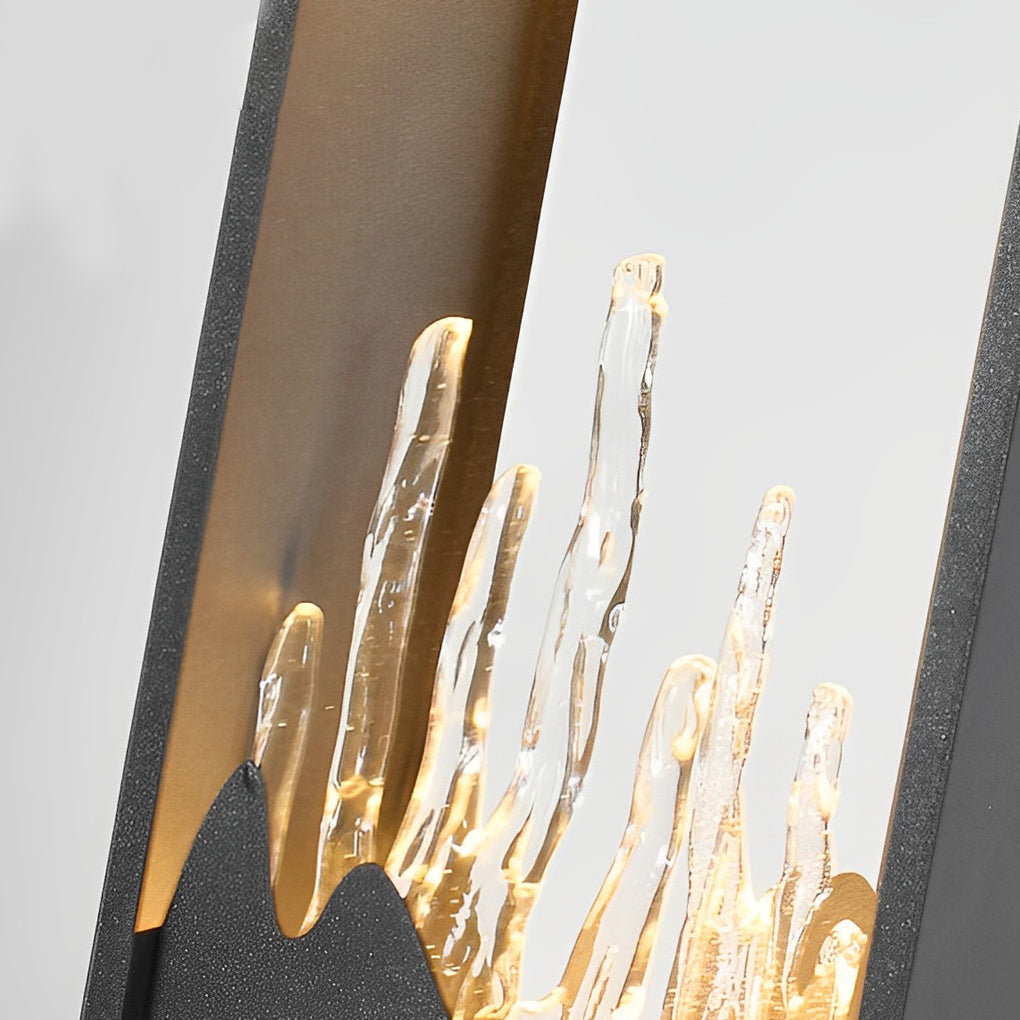 Modern Black Outdoor Pathway Lighting with Frosted Mountain Glass Scenery Design
