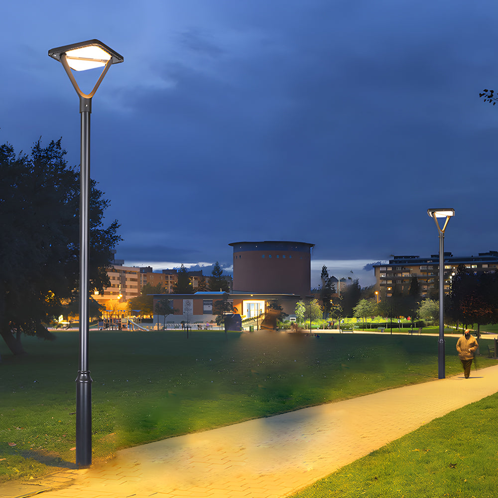 Modern Black Outdoor Solar Lamp Post Light Waterproof LED Street Lighting for Garden Path