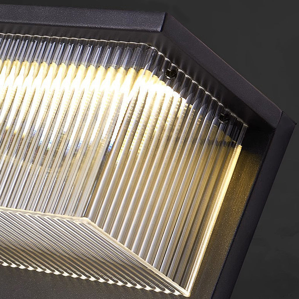 Modern Black Outdoor Solar Wall Light Waterproof Rectangular Acrylic Exterior Sconce