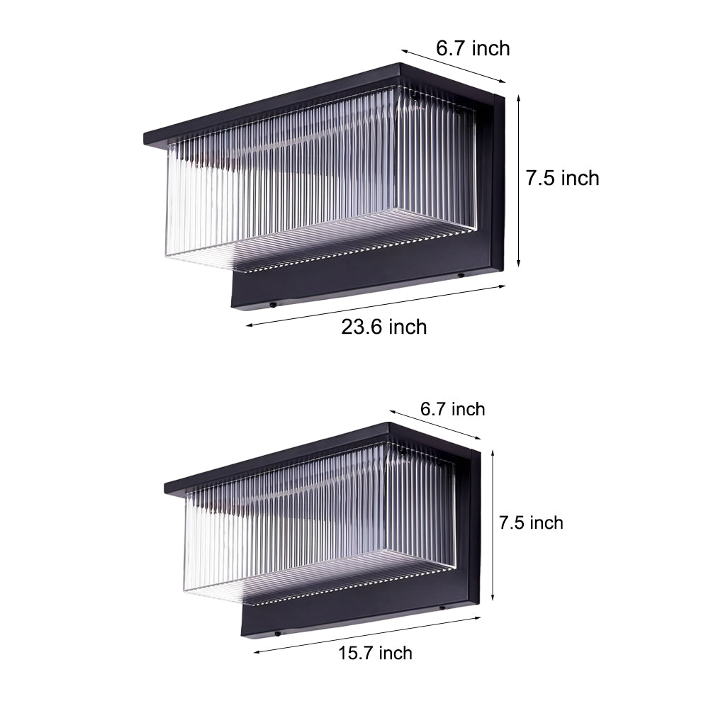Modern Black Outdoor Solar Wall Light Waterproof Rectangular Acrylic Exterior Sconce
