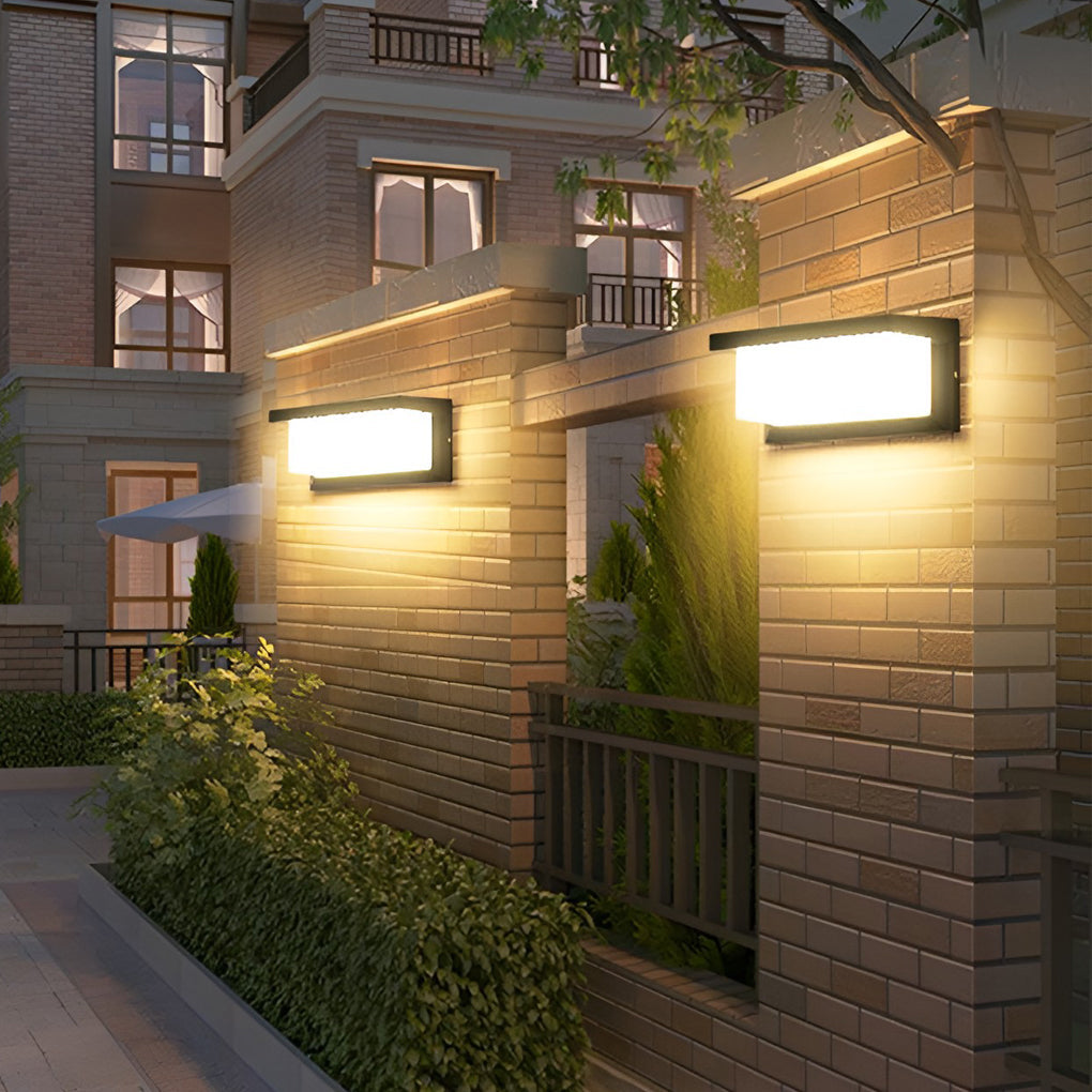Modern Black Outdoor Solar Wall Sconce Rectangle Waterproof LED Induction Motion Sensor Security Light