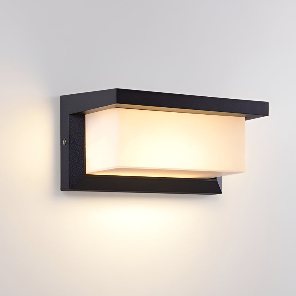 Modern Black Outdoor Solar Wall Sconce Rectangle Waterproof LED Induction Motion Sensor Security Light