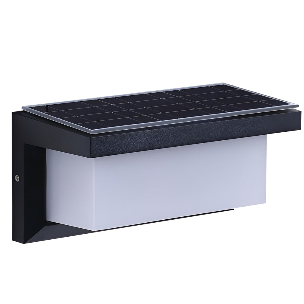 Modern Black Outdoor Solar Wall Sconce Rectangle Waterproof LED Induction Motion Sensor Security Light