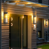 Modern Black Outdoor Solar Wall Sconce Waterproof Glass LED Exterior Light for Garden