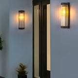 Modern Black Outdoor Solar Wall Sconce Waterproof Glass LED Exterior Light for Garden