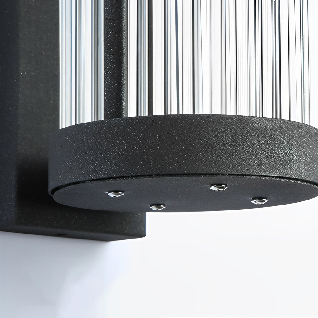 Modern Black Outdoor Solar Wall Sconce Waterproof Glass LED Exterior Light for Garden