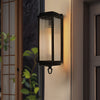 Modern Black Outdoor Wall Sconce 19.7 Inch Aluminum Lantern with Clear Ribbed Diffuser