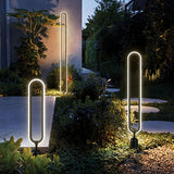 Modern Black Oval Ring LED Landscape Light Waterproof Solar Powered Outdoor Pathway Lamp
