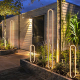 Modern Black Oval Ring LED Landscape Light Waterproof Solar Powered Outdoor Pathway Lamp