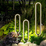 Modern Black Oval Ring LED Landscape Light Waterproof Solar Powered Outdoor Pathway Lamp