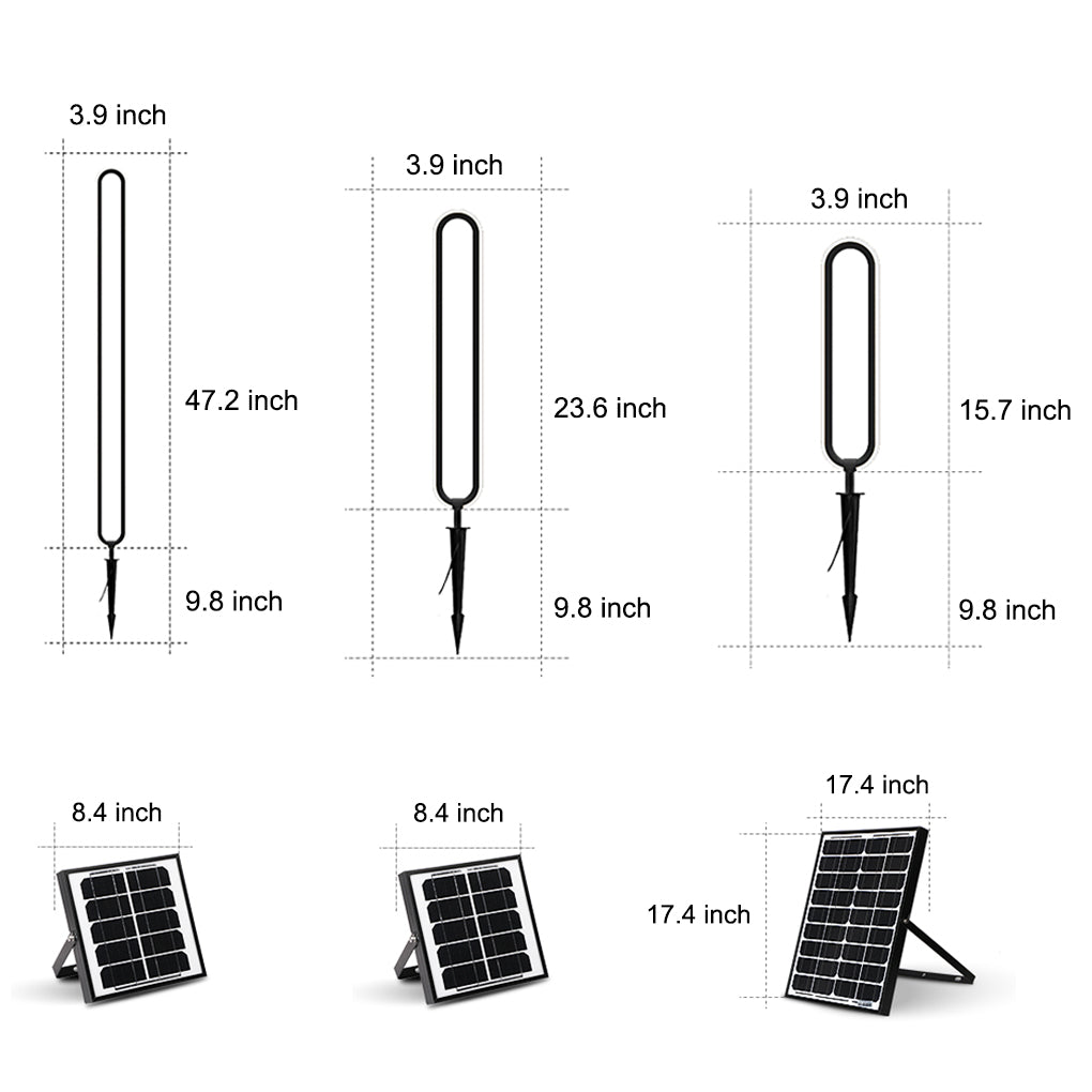 Modern Black Oval Ring LED Landscape Light Waterproof Solar Powered Outdoor Pathway Lamp