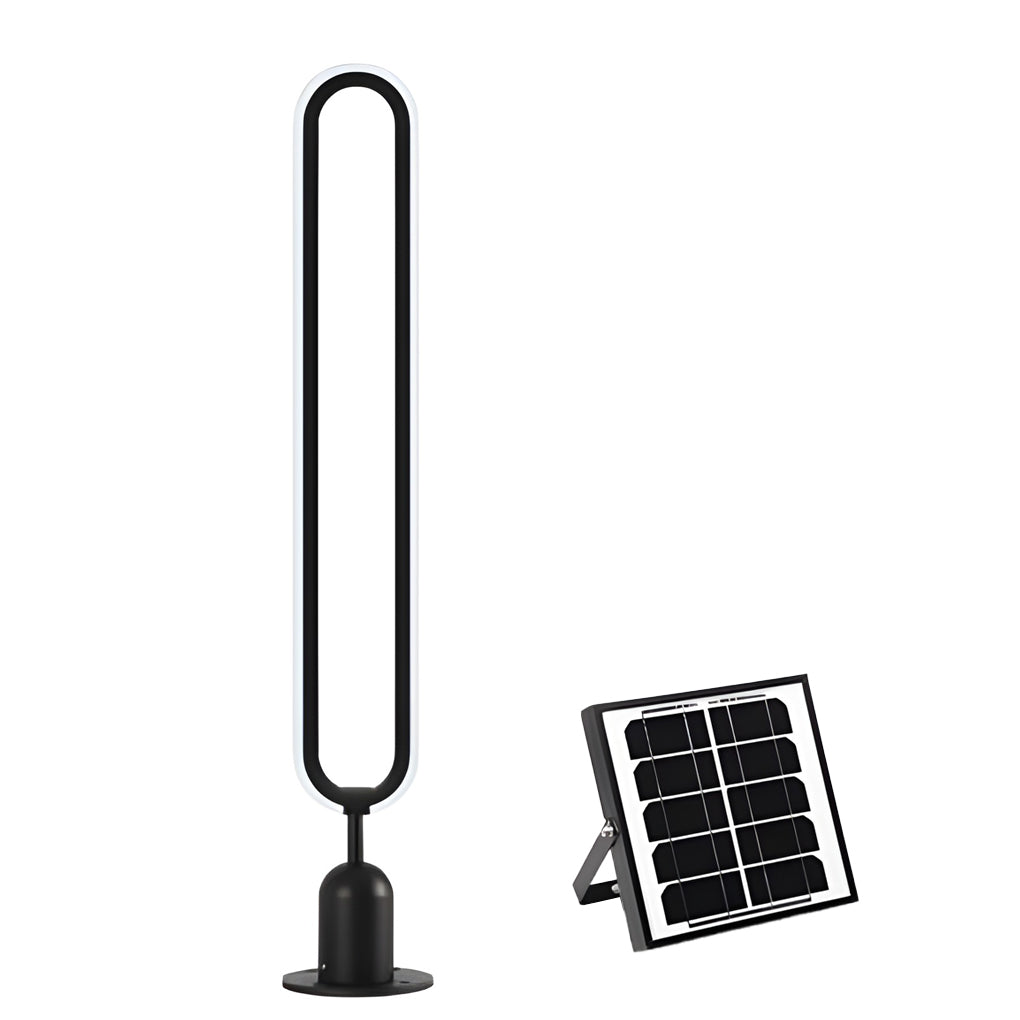 Modern Black Oval Ring LED Landscape Light Waterproof Solar Powered Outdoor Pathway Lamp
