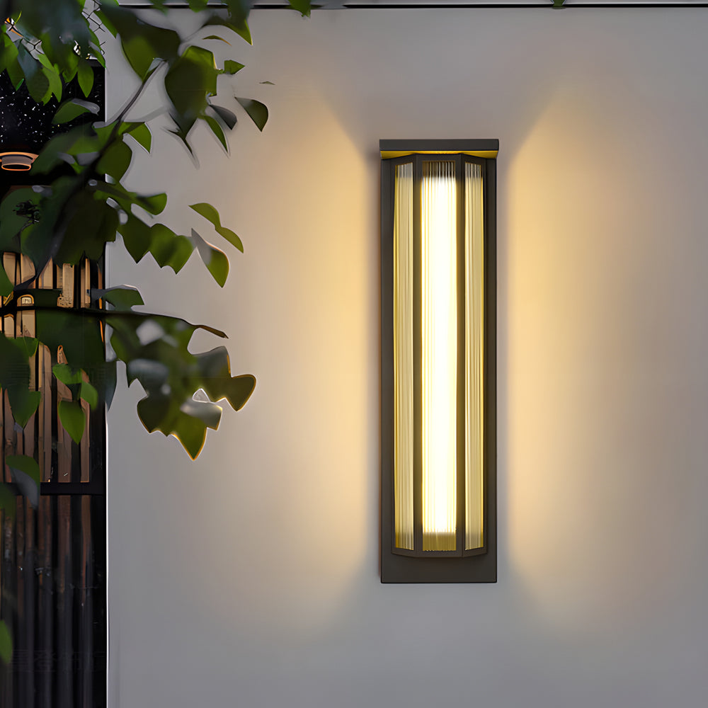 Modern Black Rectangular LED Outdoor Wall Sconce with Acrylic Shade Waterproof Exterior Lighting for Porch