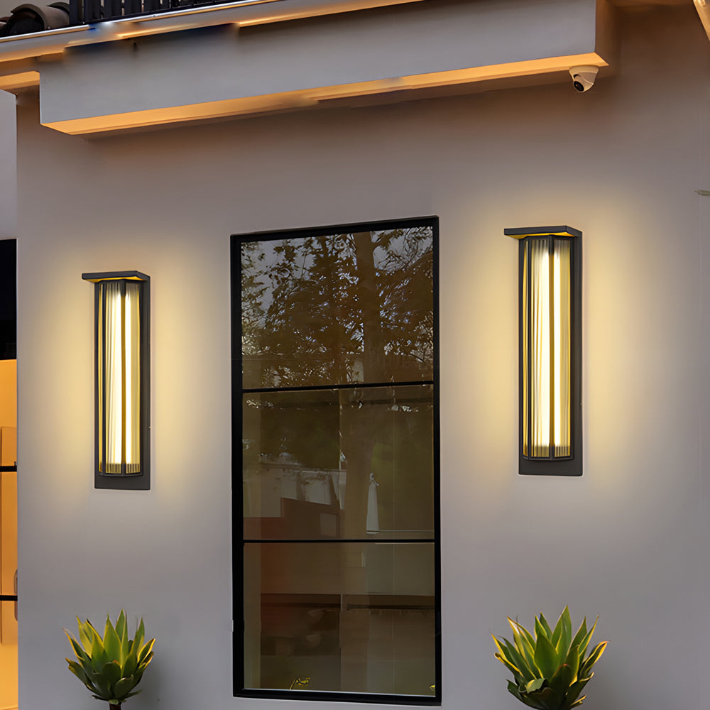 Modern Black Rectangular LED Outdoor Wall Sconce with Acrylic Shade Waterproof Exterior Lighting for Porch