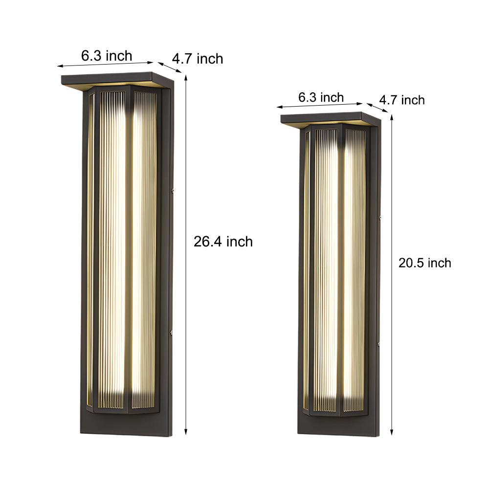 Modern Black Rectangular LED Outdoor Wall Sconce with Acrylic Shade Waterproof Exterior Lighting for Porch