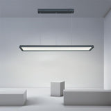Modern Black Rectangular LED Pendant Light Linear Minimalist Chandelier for Kitchen Island and Living Room