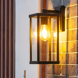 Modern Black Rectangular Outdoor Wall Sconce IP65 Waterproof Glass Exterior Light Fixture