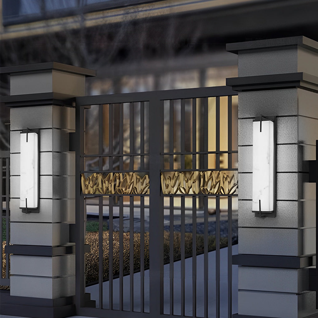 Modern Black Resin Outdoor LED Wall Sconce Waterproof Exterior Light for Balcony Garden