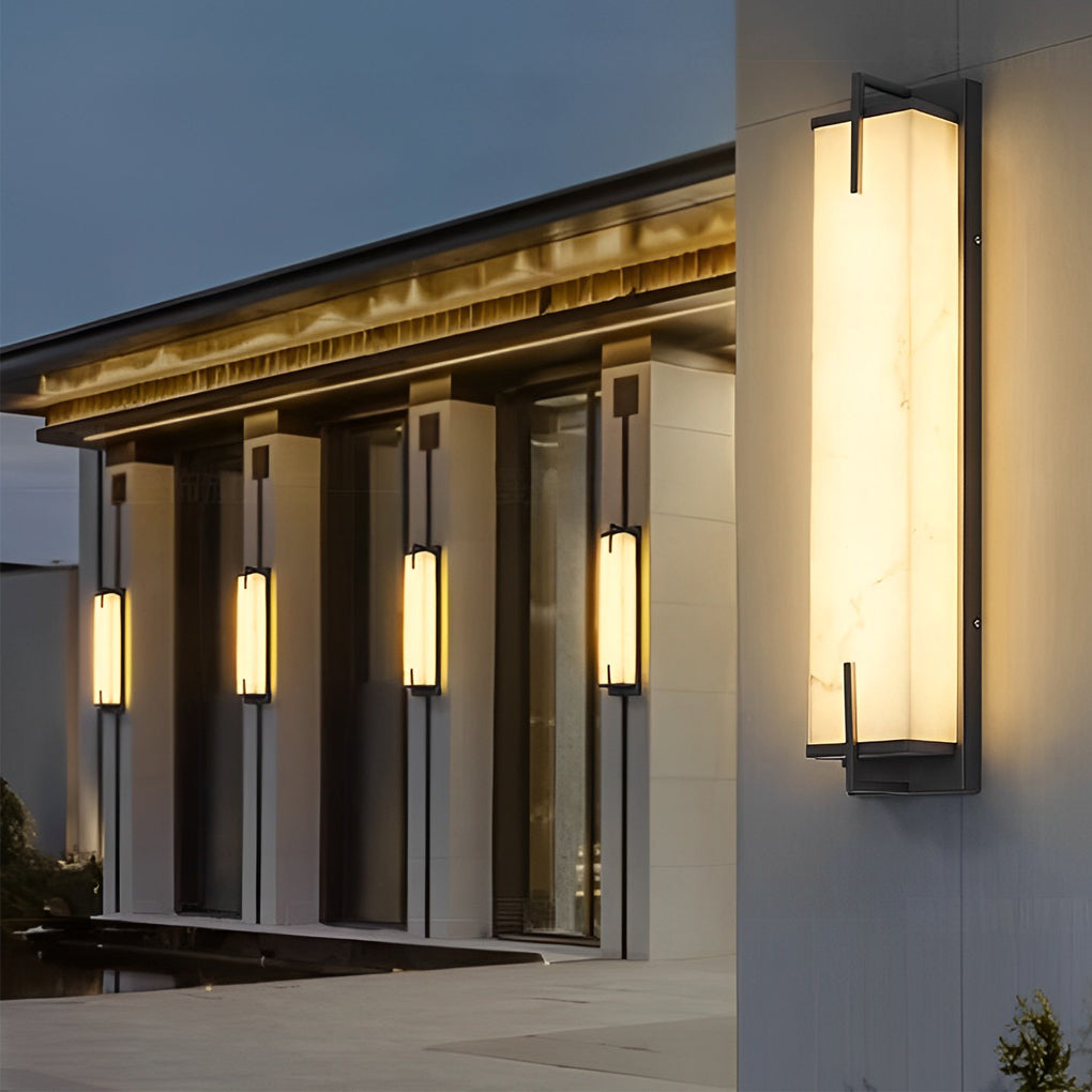 Modern Black Resin Outdoor LED Wall Sconce Waterproof Exterior Light for Balcony Garden