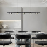 Modern Black Ring LED Pendant Light with Smoke Gray Glass Shades and Integrated Dimmable Lighting