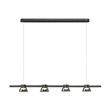 Modern Black Ring LED Pendant Light with Smoke Gray Glass Shades and Integrated Dimmable Lighting