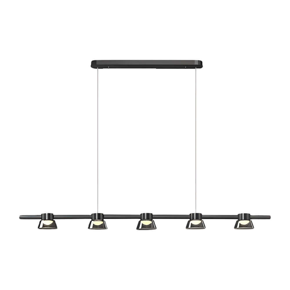 Modern Black Ring LED Pendant Light with Smoke Gray Glass Shades and Integrated Dimmable Lighting