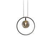 Modern Black Ring Pendant Light with Clear Glass Globe Bubbles for Dining Room