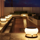 Modern Black Round Drum LED Solar Fence Post Lights Waterproof Outdoor Garden Deck Cap Lighting