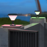 Modern Black Round Solar LED Post Light Outdoor Waterproof Pier Lamp for Fence and Deck