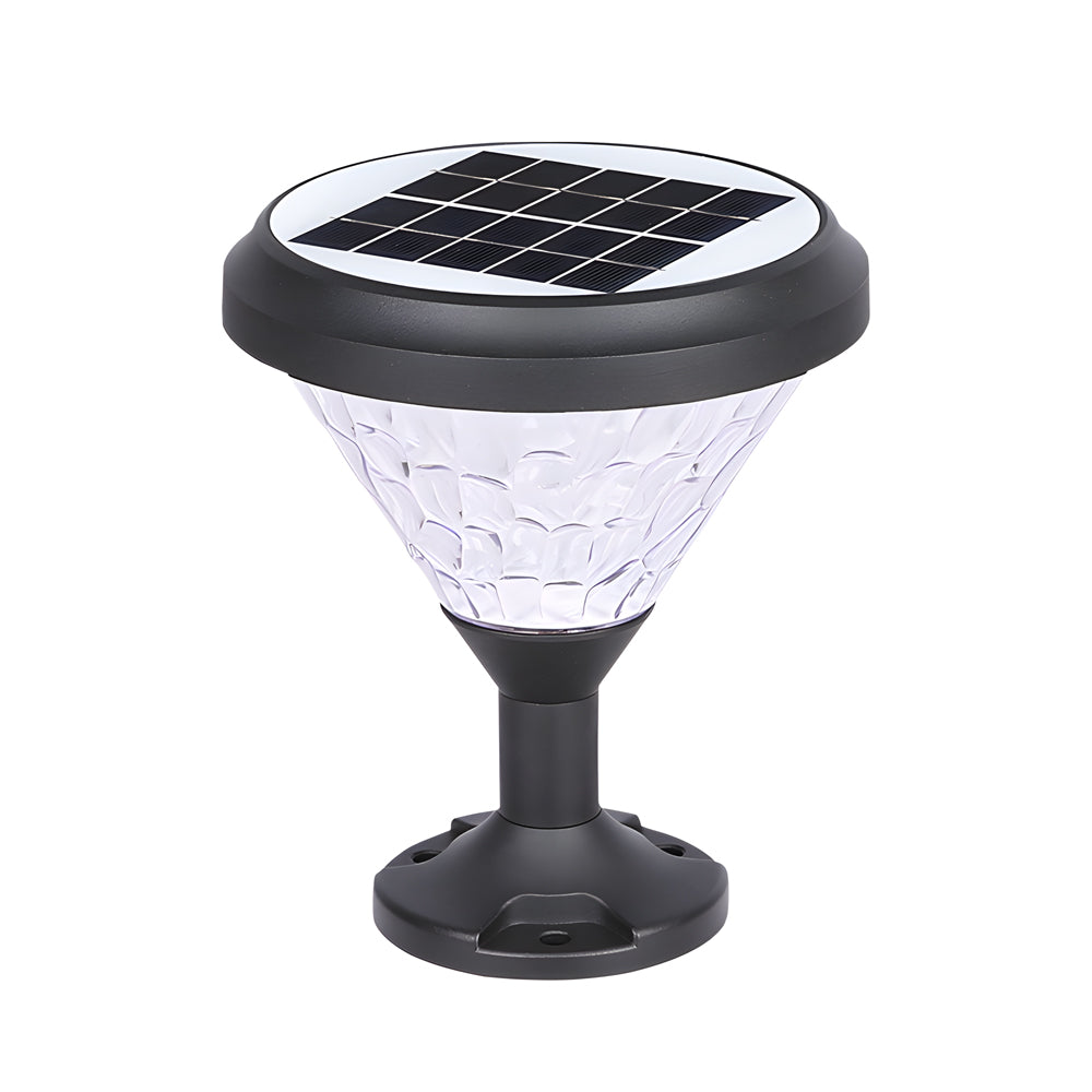 Modern Black Round Solar LED Post Light Outdoor Waterproof Pier Lamp for Fence and Deck