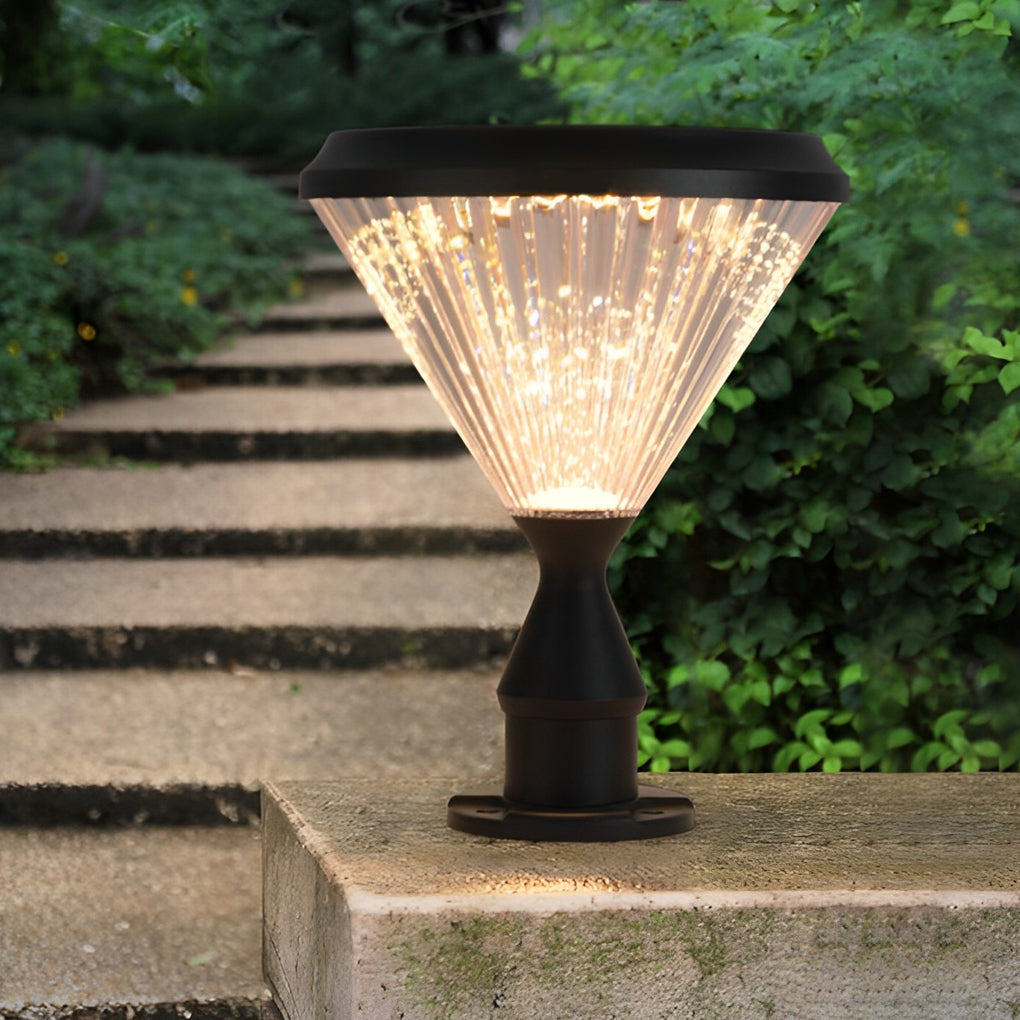 Modern Black Round Solar Powered Outdoor LED Garden Lights for Post Wall and Lawn