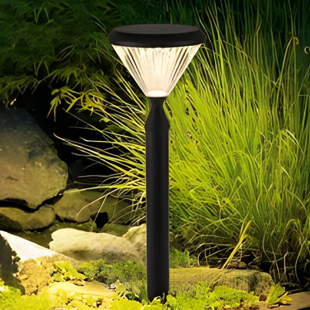 Modern Black Round Solar Powered Outdoor LED Garden Lights for Post Wall and Lawn