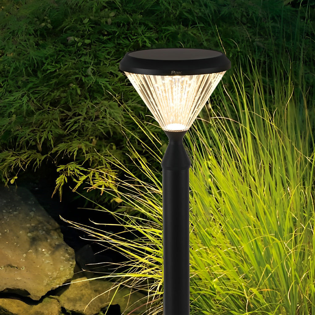 Modern Black Round Solar Powered Outdoor LED Garden Lights for Post Wall and Lawn