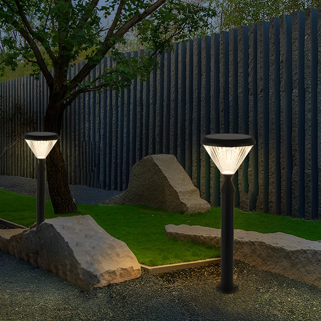 Modern Black Round Solar Powered Outdoor LED Garden Lights for Post Wall and Lawn